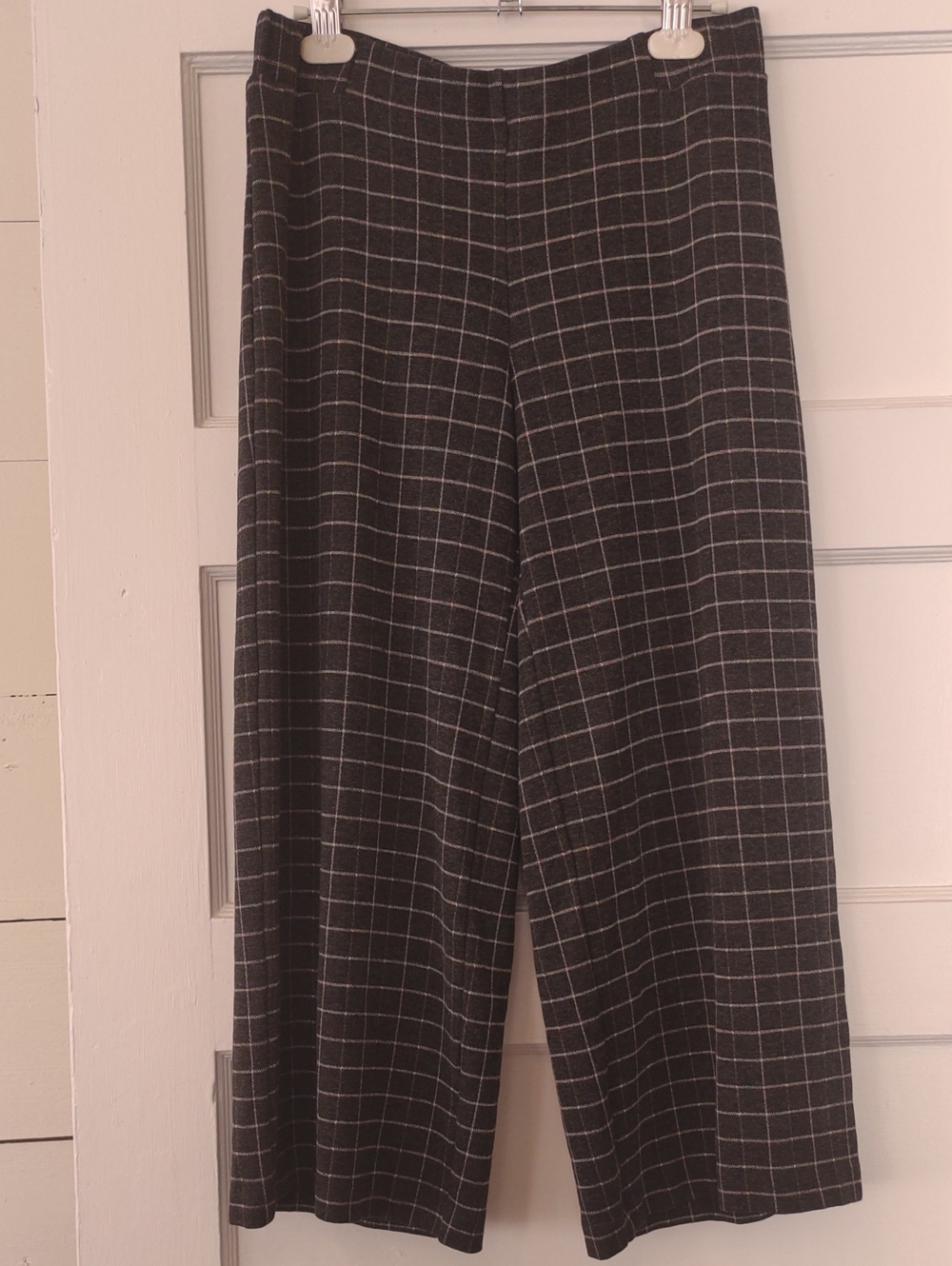 J. Jill Charcoal Pink, Beige Windowpane Wide-Leg Cropped Pants